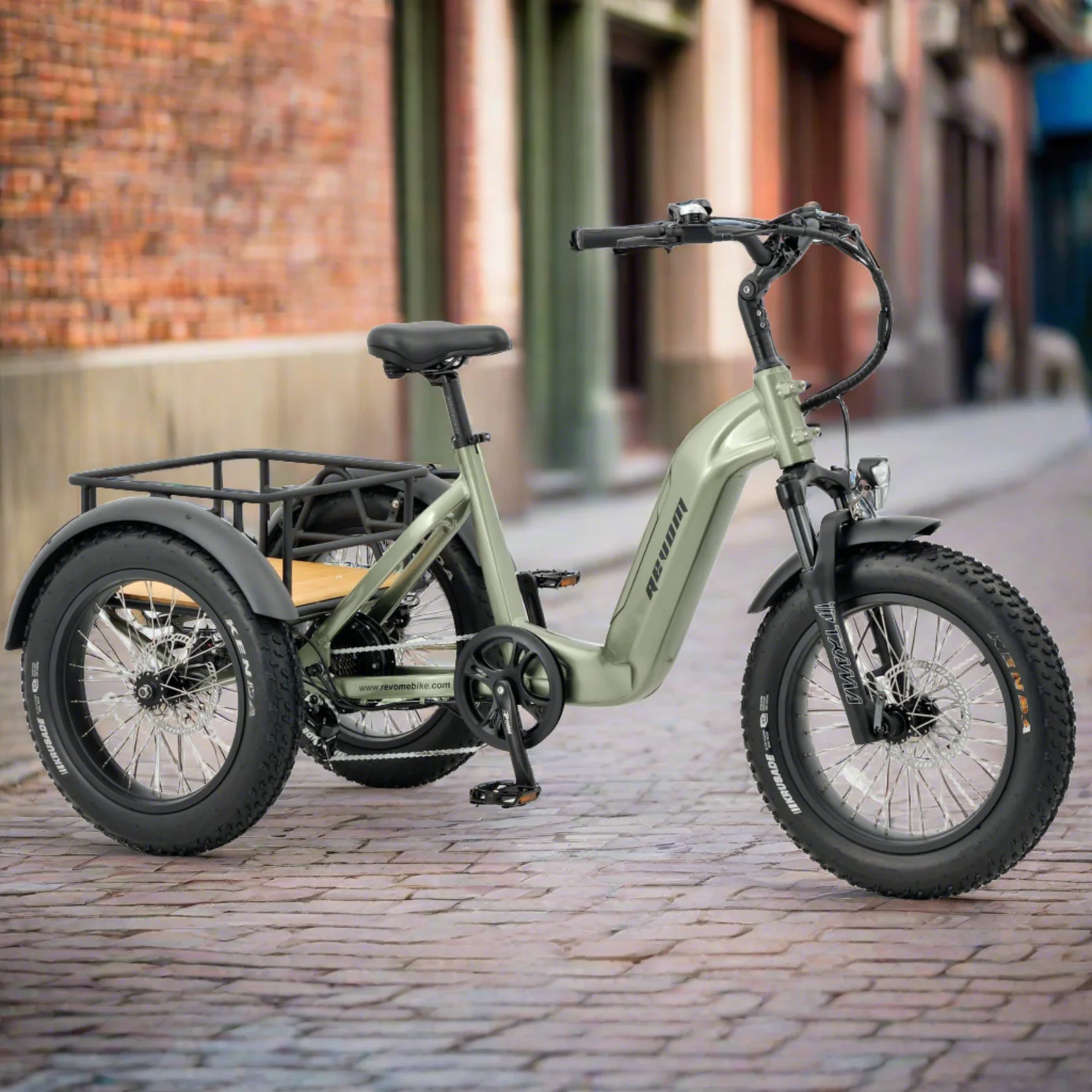 Revom-T2-Fat-Tyre-Electric-Mountain-Trike-Green