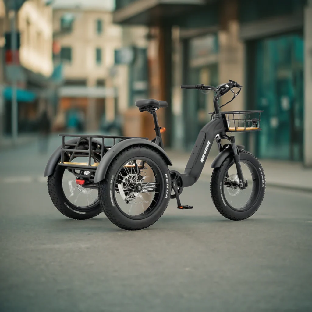 Revom-T2-Mover-Electric-Bike-Cargo-Tricycle-Black-Street